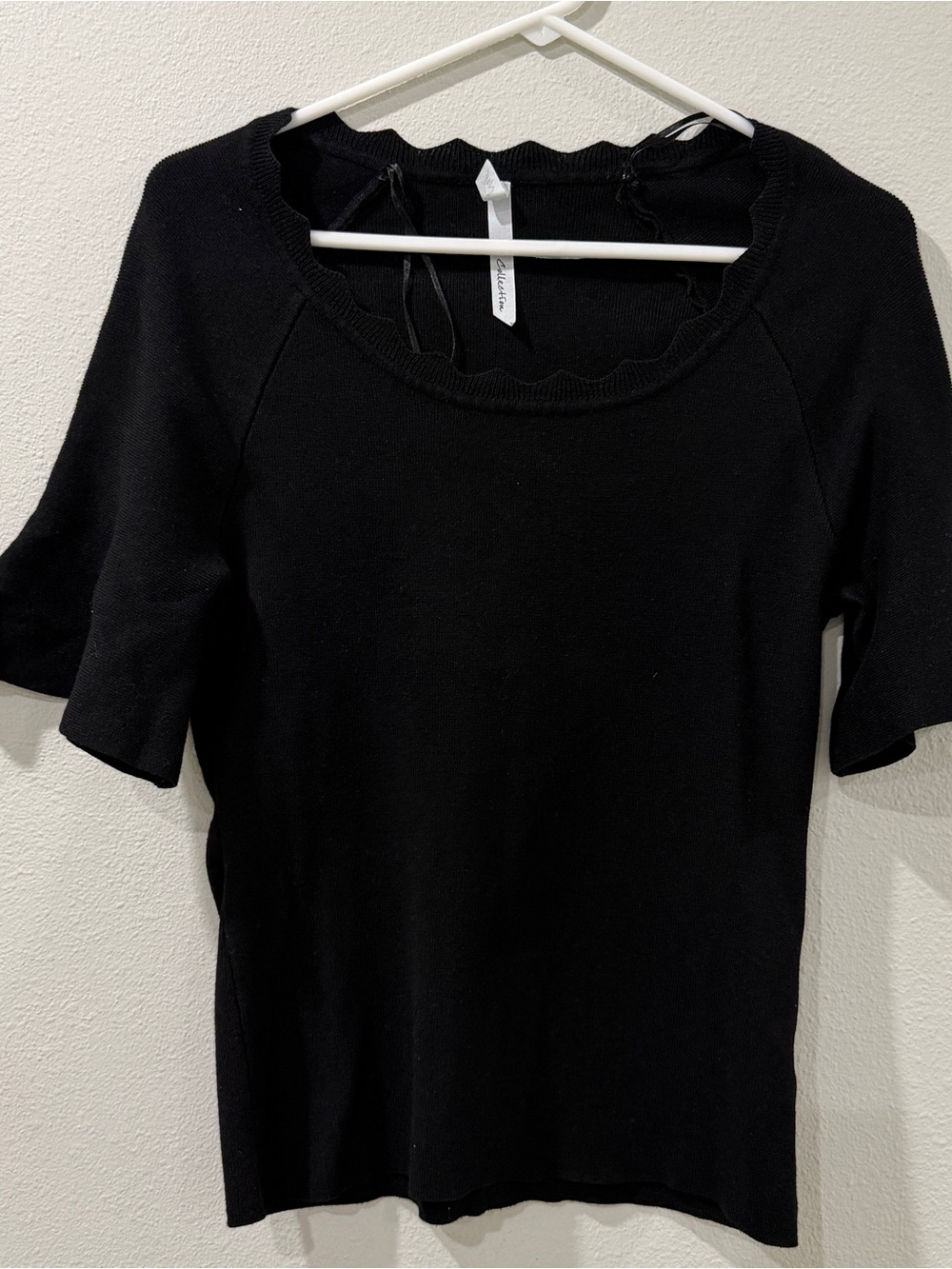Collection NY Black Women's Short-Sleeve Knit Top medium